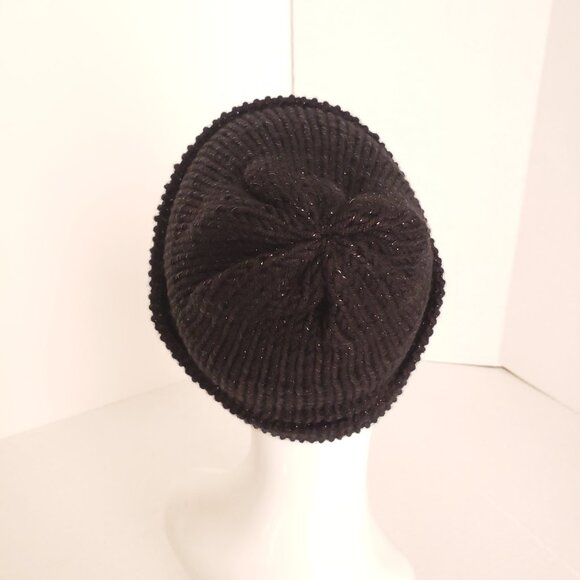 Unisex Adults Crochet Black Color With Shiny Flakes Cute Hat Beanie - Picture 3 of 9